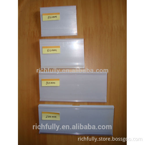 Plastic price tag holder for supermarket shelves